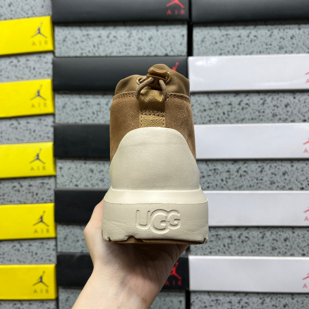 UGG Chestnut & Off-White Lace-Up Platform Ankle Boots