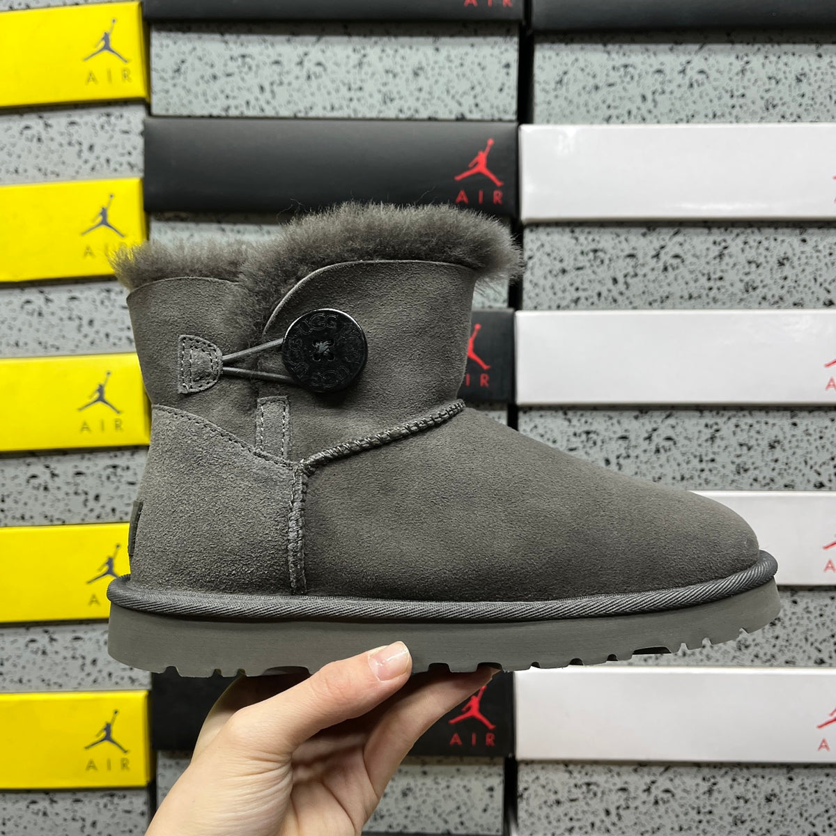 UGG Grey Button Ankle Boots