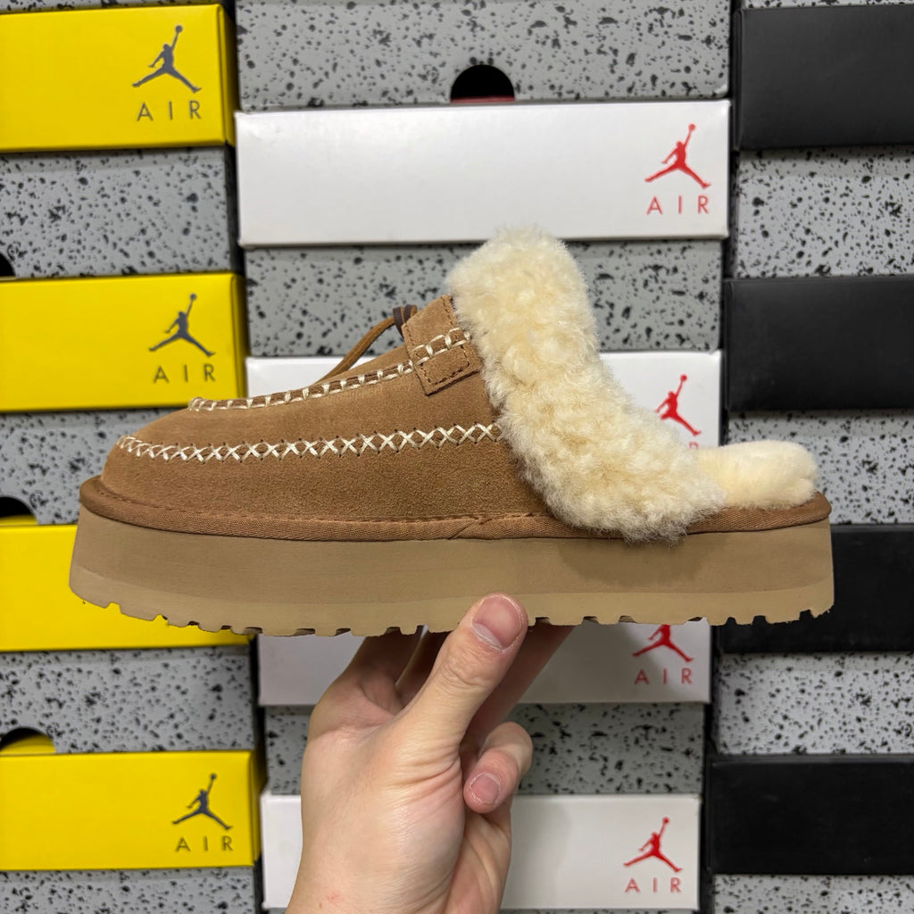 UGG Chestnut Plush-Collar Mule Slippers
