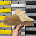 UGG Chestnut Platform Slippers with Plush Collar