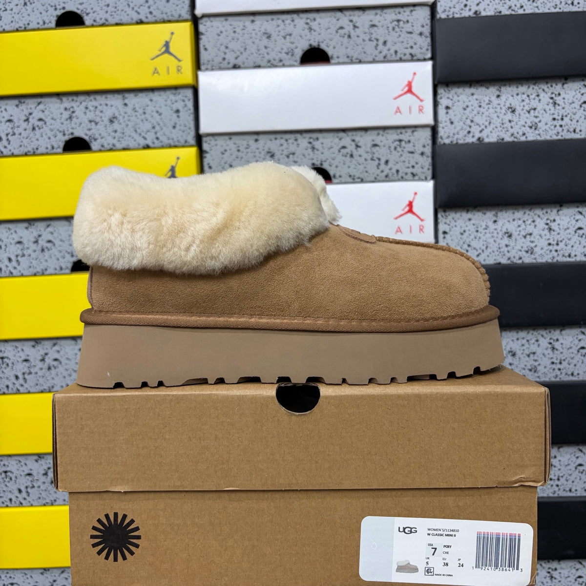 UGG Chestnut Plush-Collar Slip-On Shoes