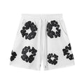 Denim Tears Cotton Wreath Graphic Shorts - White/Black / Relaxed Streetwear Fit