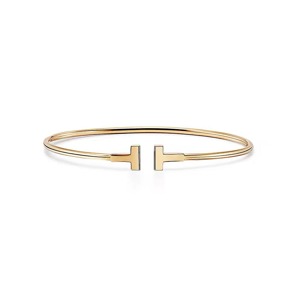 Tiffany Style T Motif Cubic Zirconia Bangle