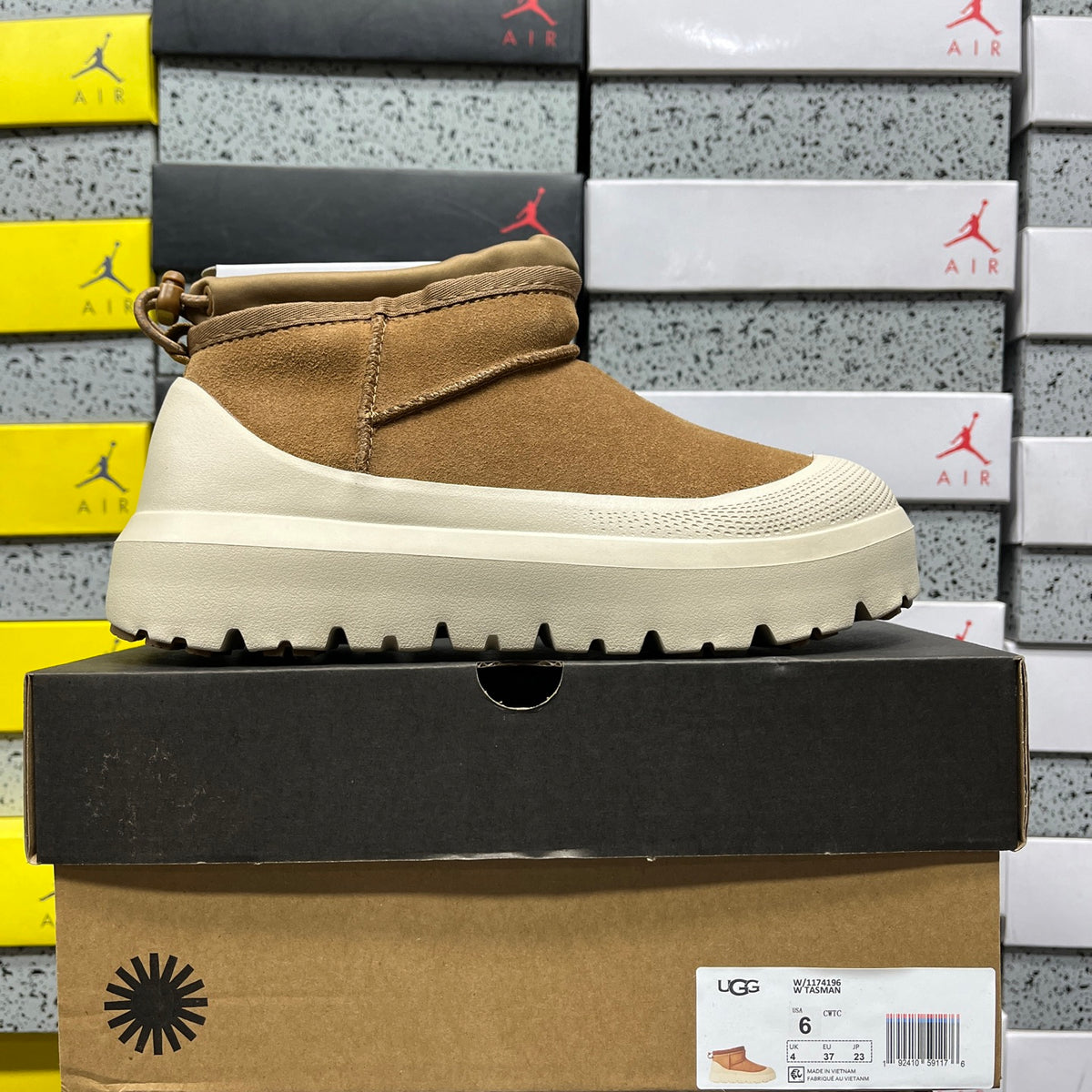 UGG Chestnut & Off-White Slip-On Platform Ankle Boots