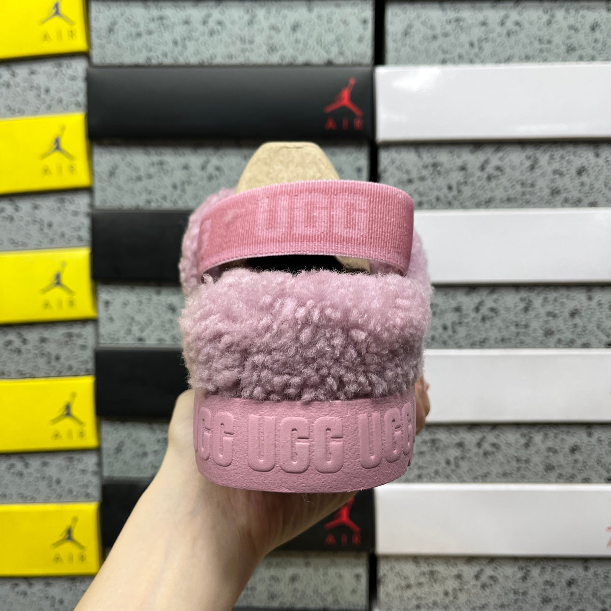 UGG Grey Lilac Cross-Strap Platform Slippers