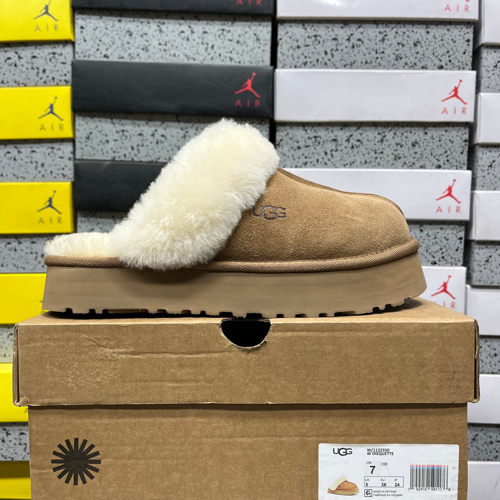 UGG Chestnut Plush-Collar Slip-On Shoes