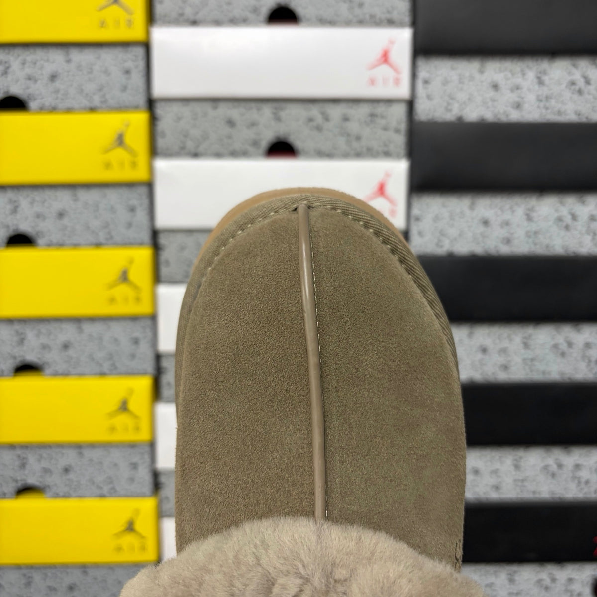 UGG Antelope Brown Platform Slippers with Plush Collar