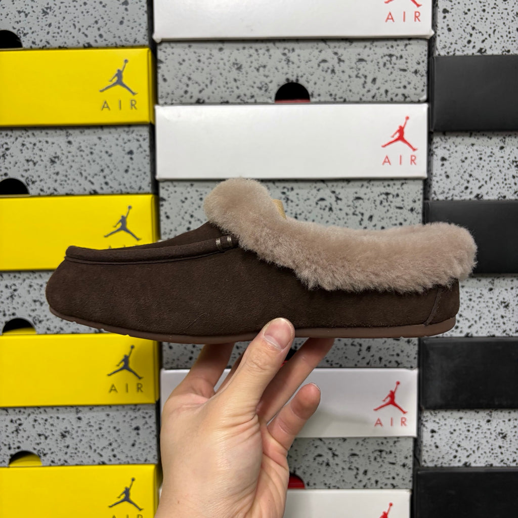 UGG Cocoa Brown Plush-Collar Mule Slippers