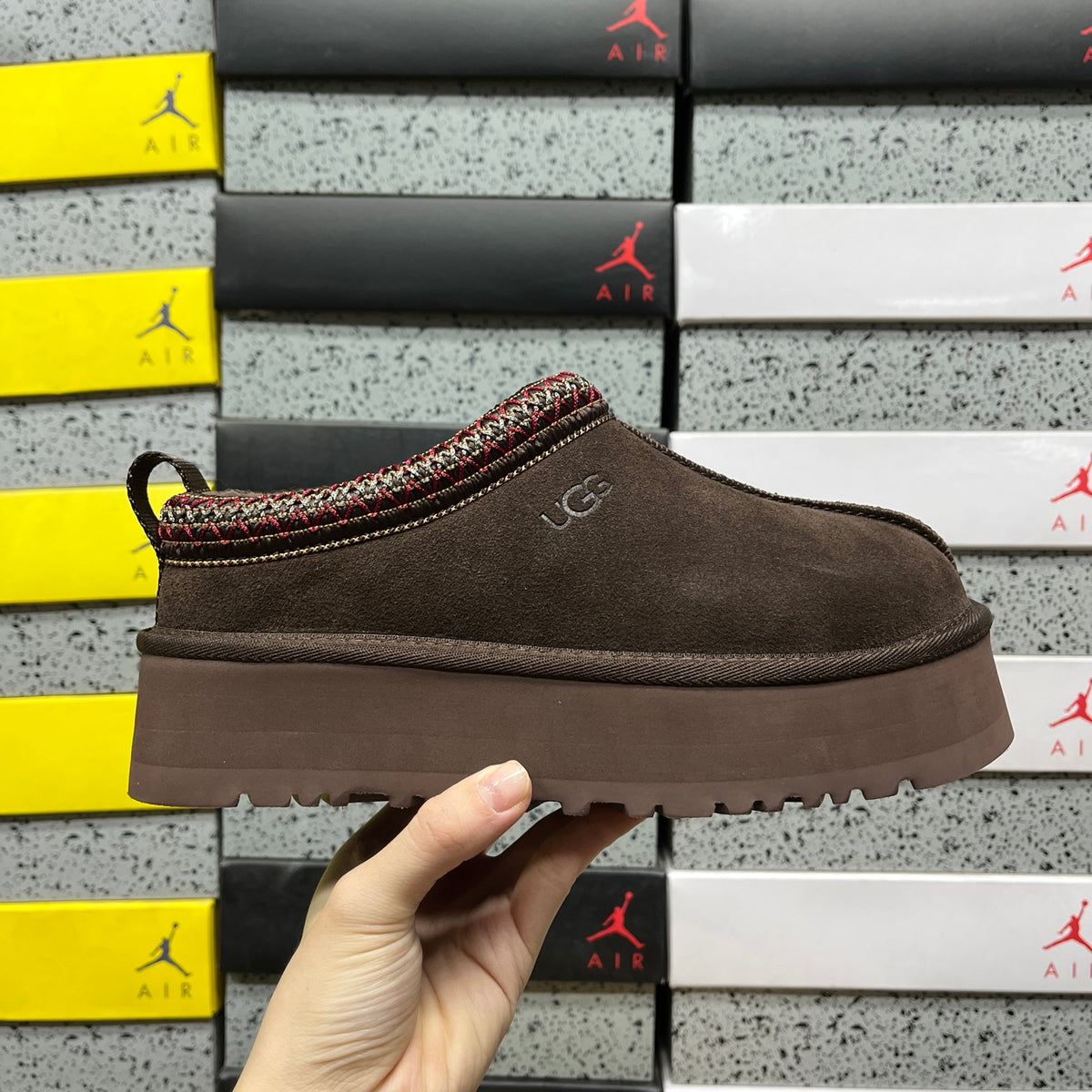 UGG Cocoa Brown Braided-Trim Platform Slip-On Shoes