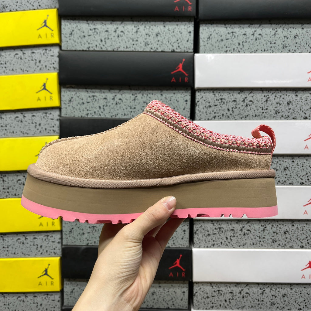 UGG Tan & Pink Braided-Trim Slip-On Shoes