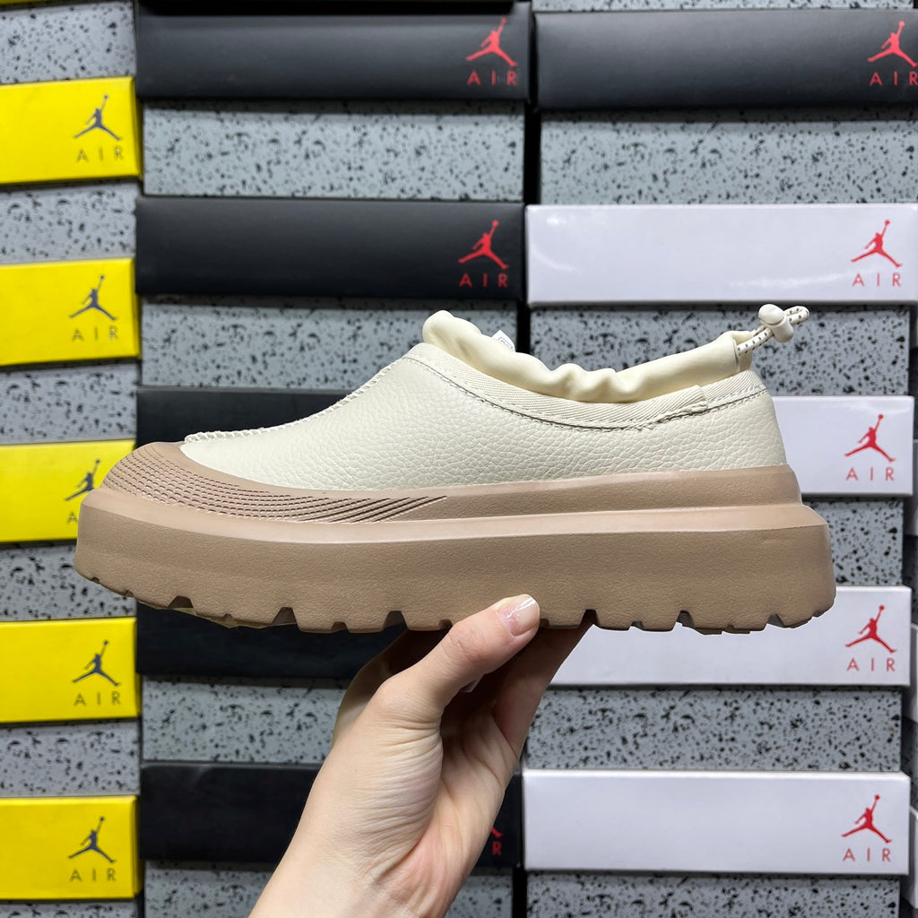 UGG White & Tan Slip-On Platform Shoes