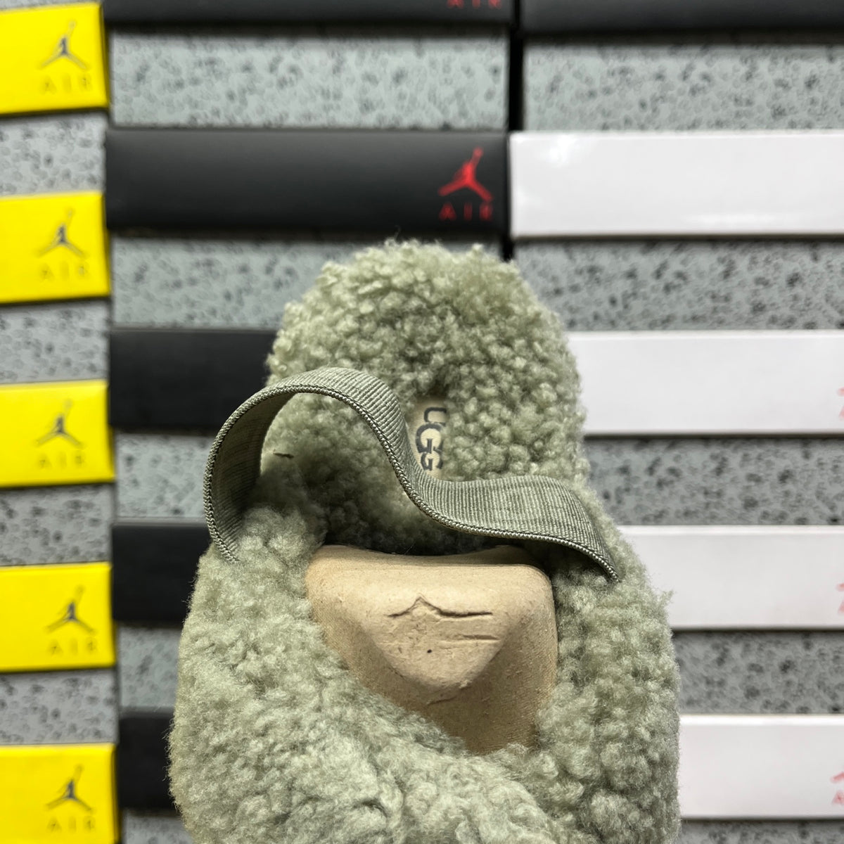 UGG Sage Green Cross-Strap Platform Slippers