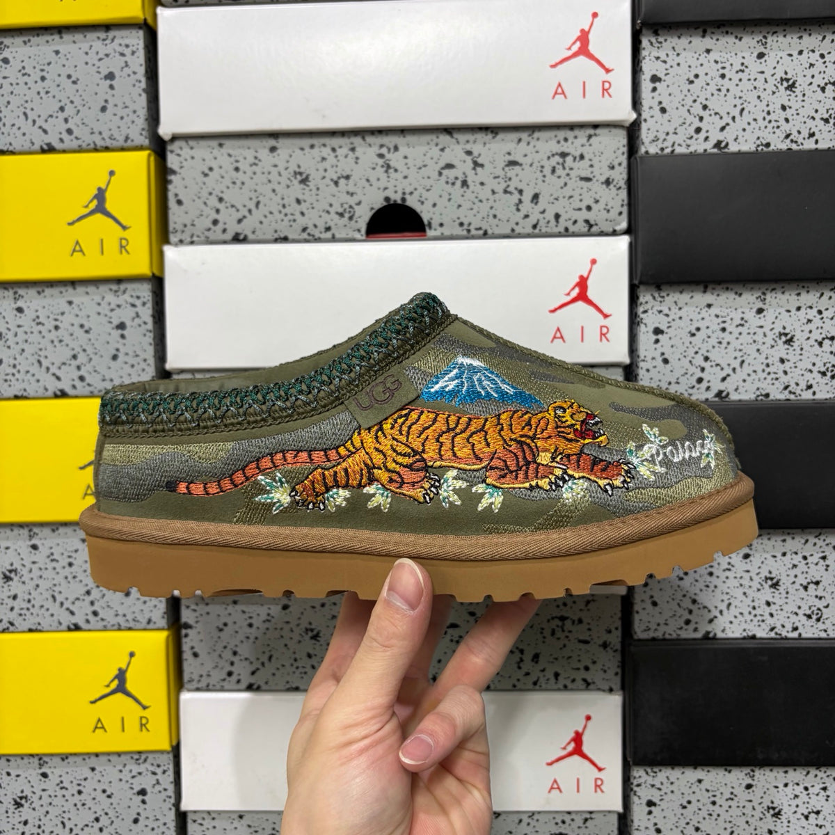 UGG Olive Green Dragon & Tiger Embroidered Slip-On Shoes