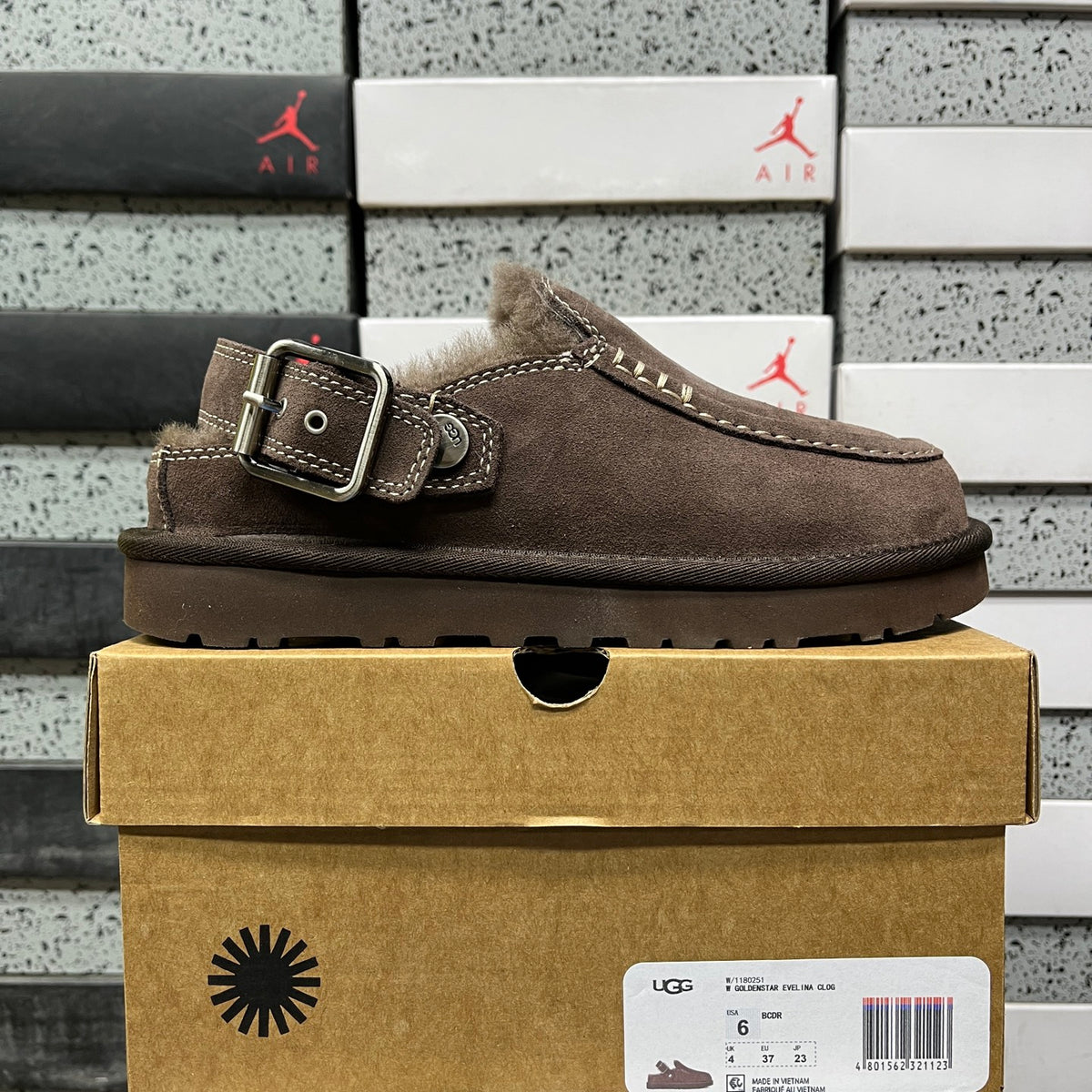 UGG Dark Brown Buckle-Strap Clogs