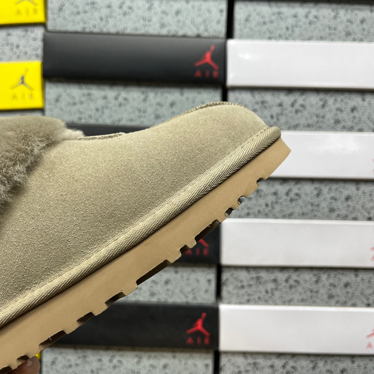 UGG Antelope Brown Plush-Collar Slip-On Shoes