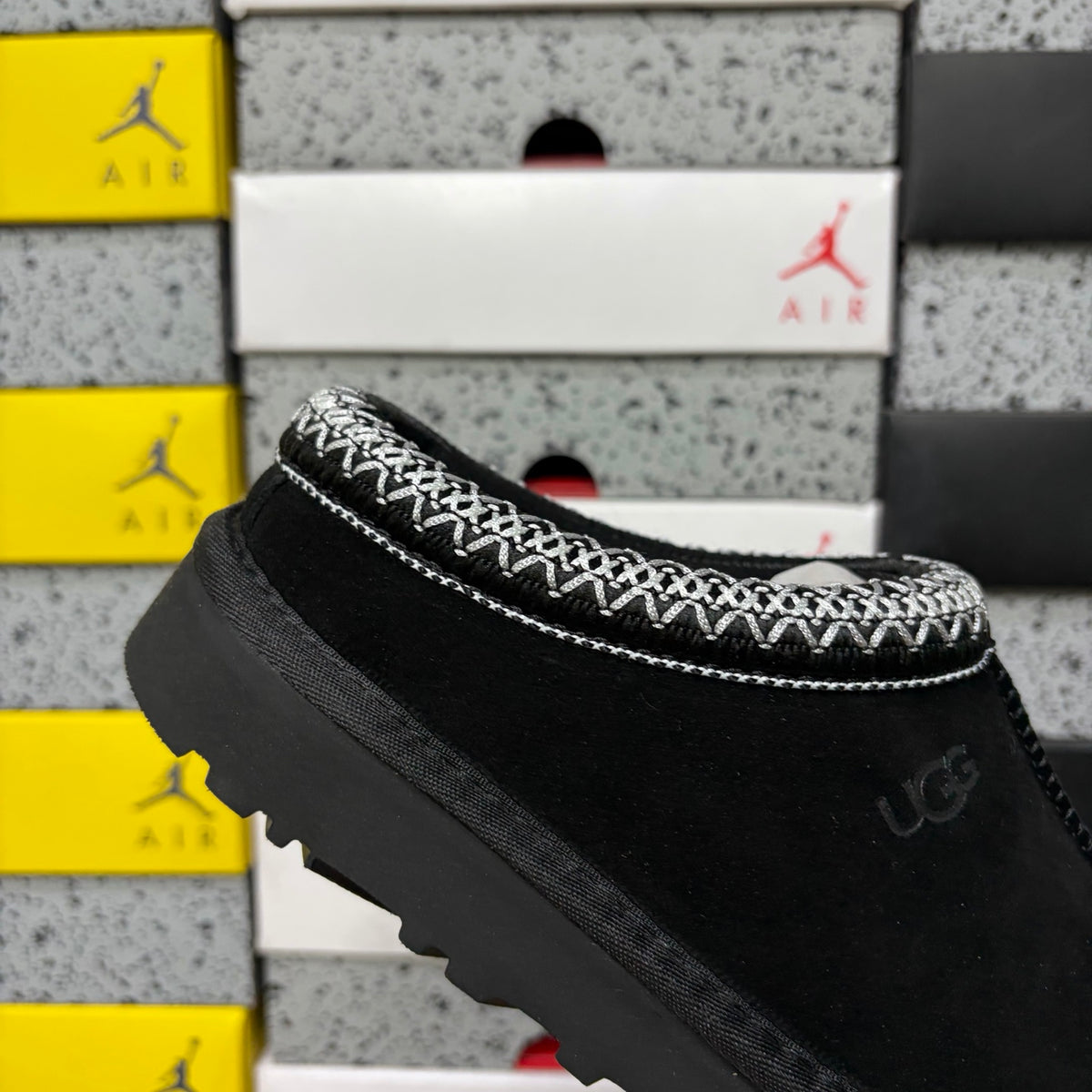 UGG Black Braided-Trim Low-Profile Slip-On Shoes