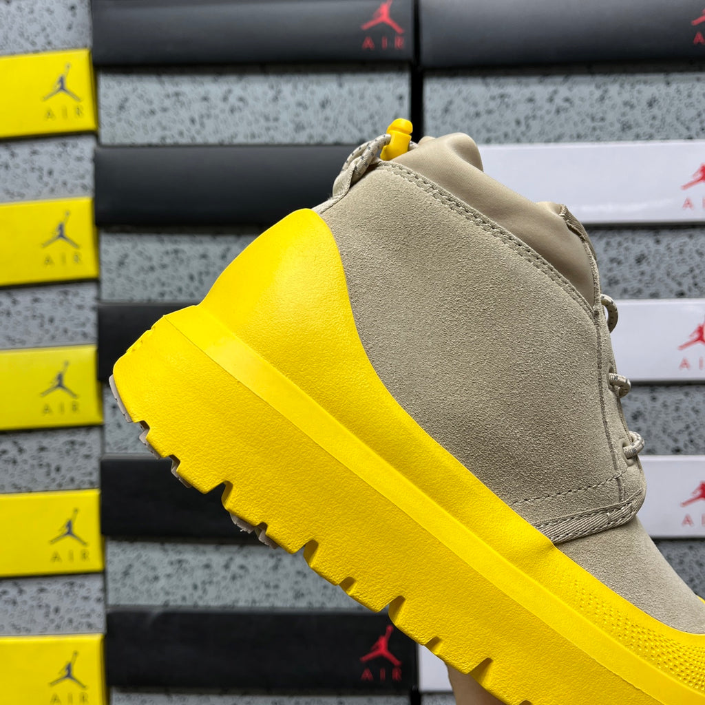 UGG Beige & Yellow Lace-Up Platform Ankle Boots