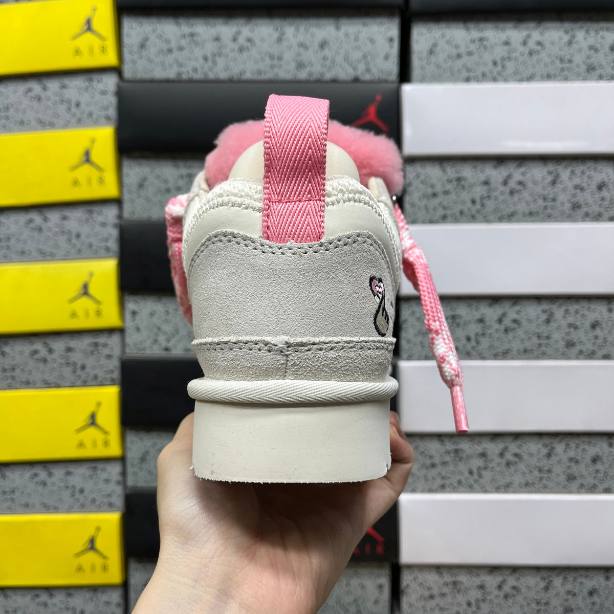 UGG White & Pink Lace-Up Platform Shoes