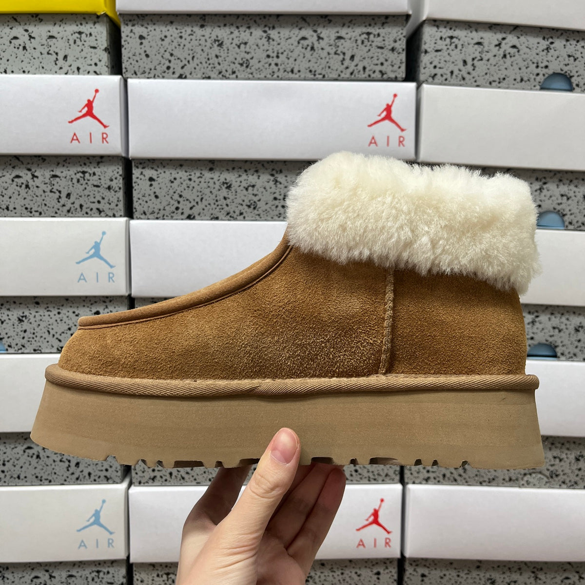 UGG Chestnut Platform Ankle Boots with Plush Cuff | 2551