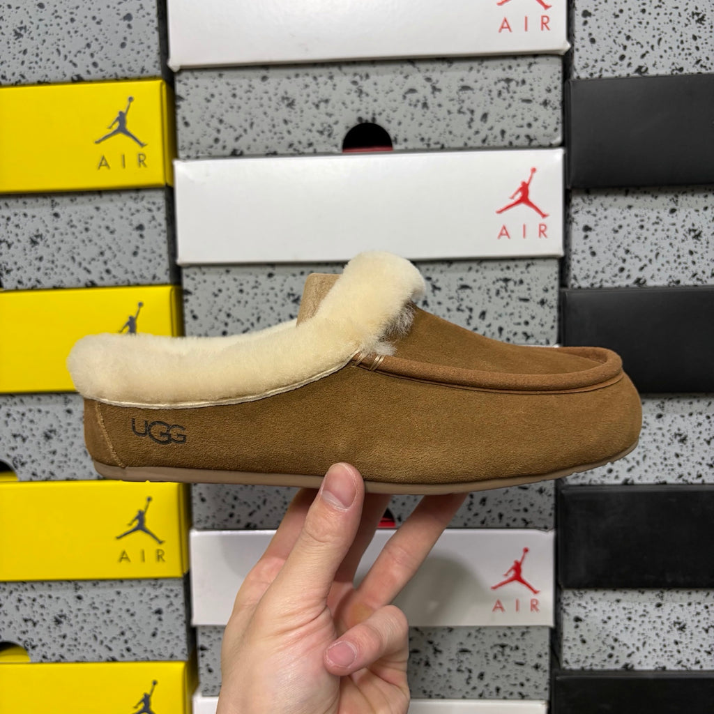 UGG Chestnut Plush-Collar Mule Slippers
