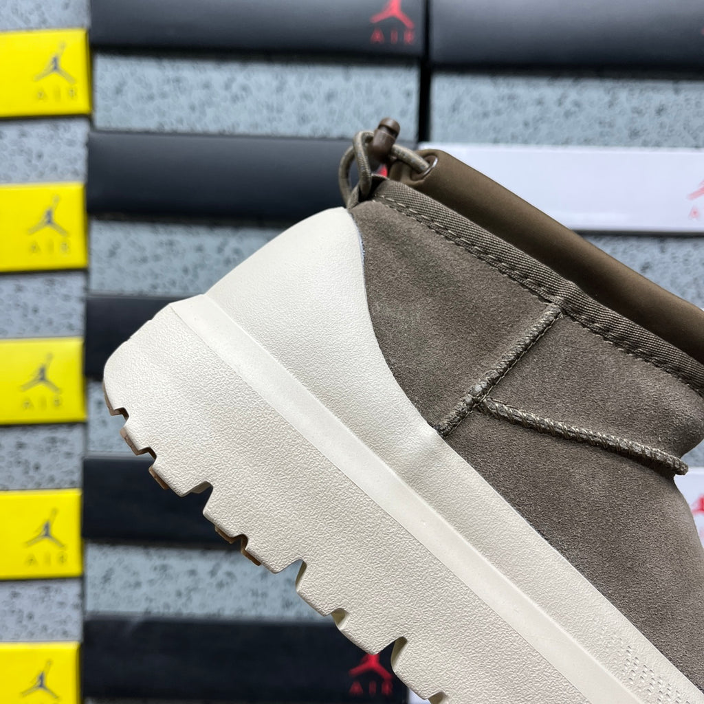 UGG Olive & Off-White Slip-On Platform Ankle Boots