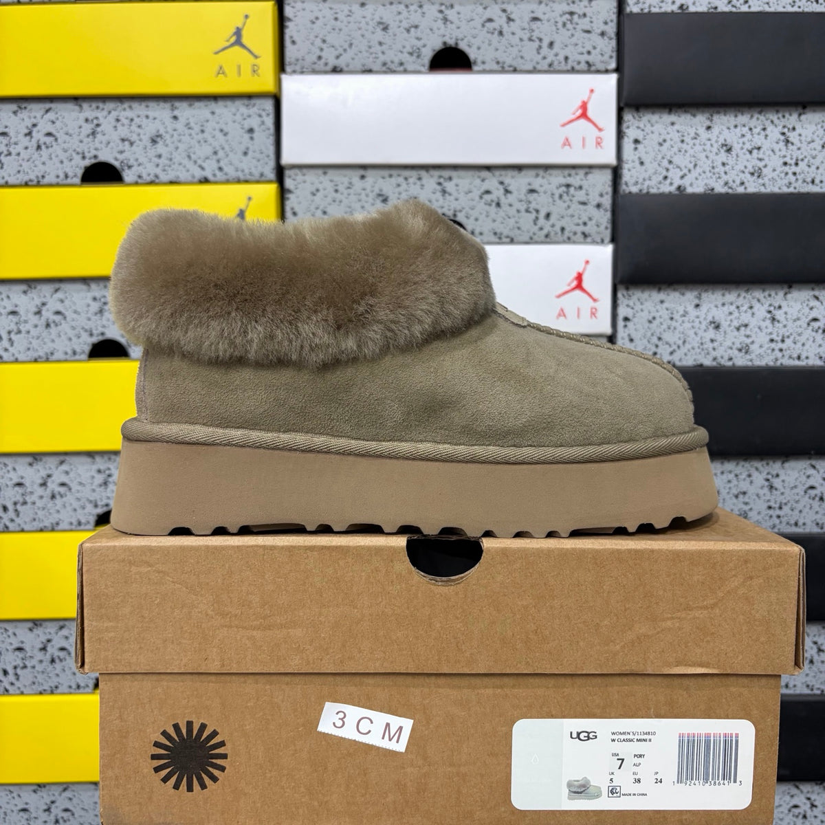 UGG Antelope Brown Plush-Collar Slip-On Shoes