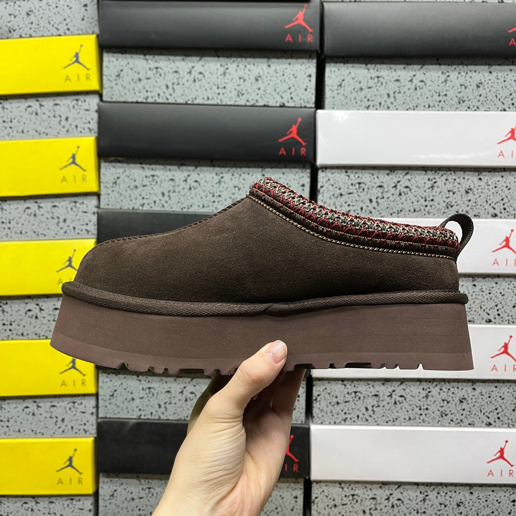 UGG Cocoa Brown Braided-Trim Platform Slip-On Shoes