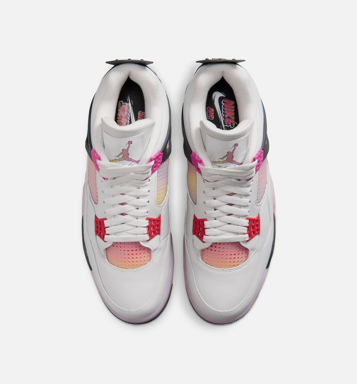 Air Jordan 4 Retro Comic Men's Sneakers - White / Pink / Smoke Grey