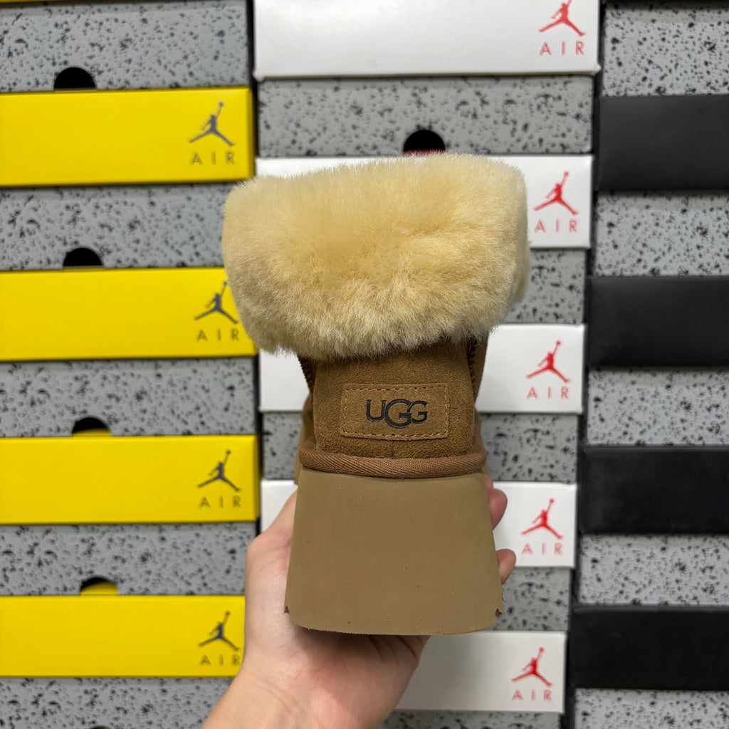 UGG Chestnut Plush-Trim Platform Ankle Boots