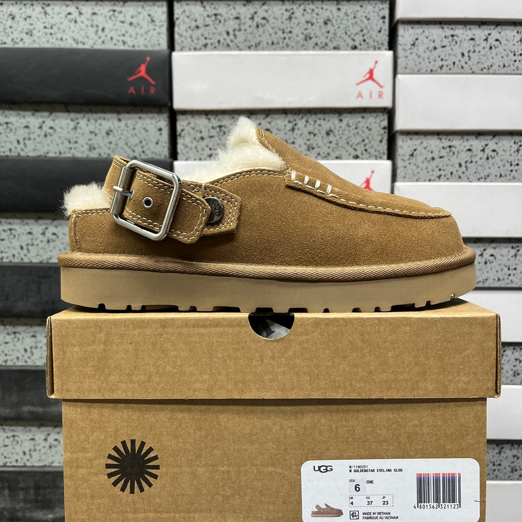 UGG Chestnut Buckle-Strap Clogs