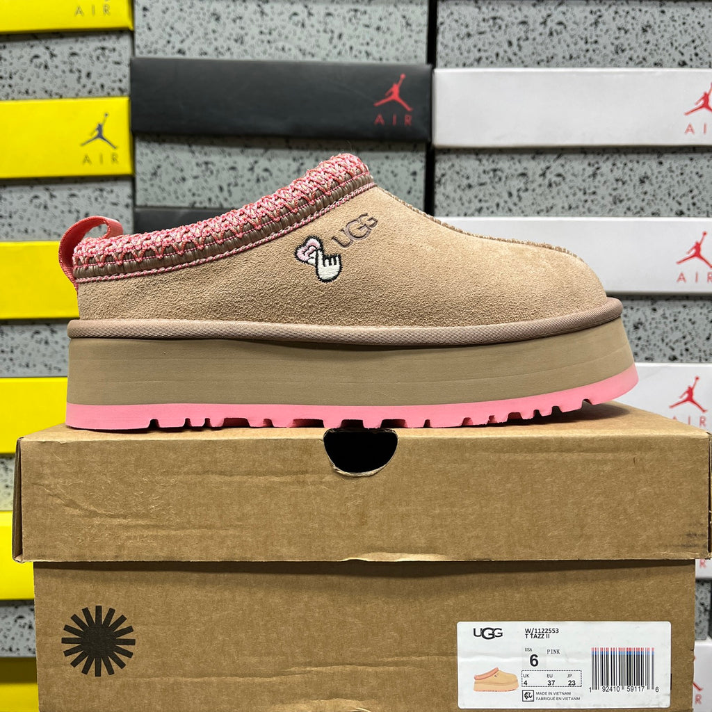 UGG Tan & Pink Braided-Trim Slip-On Shoes