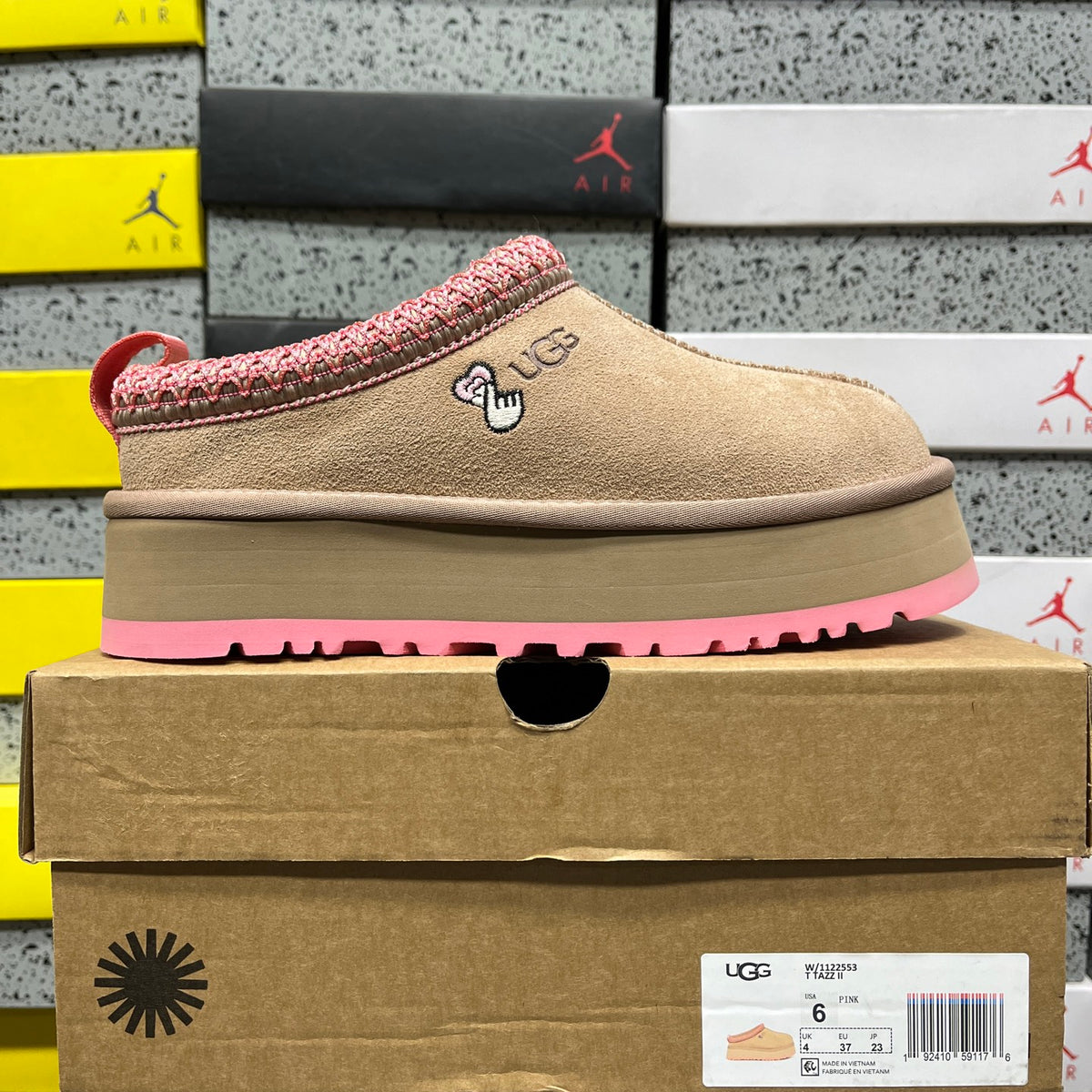 UGG Tan & Pink Braided-Trim Slip-On Shoes