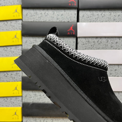 UGG Black Braided-Trim Platform Slip-On Shoes