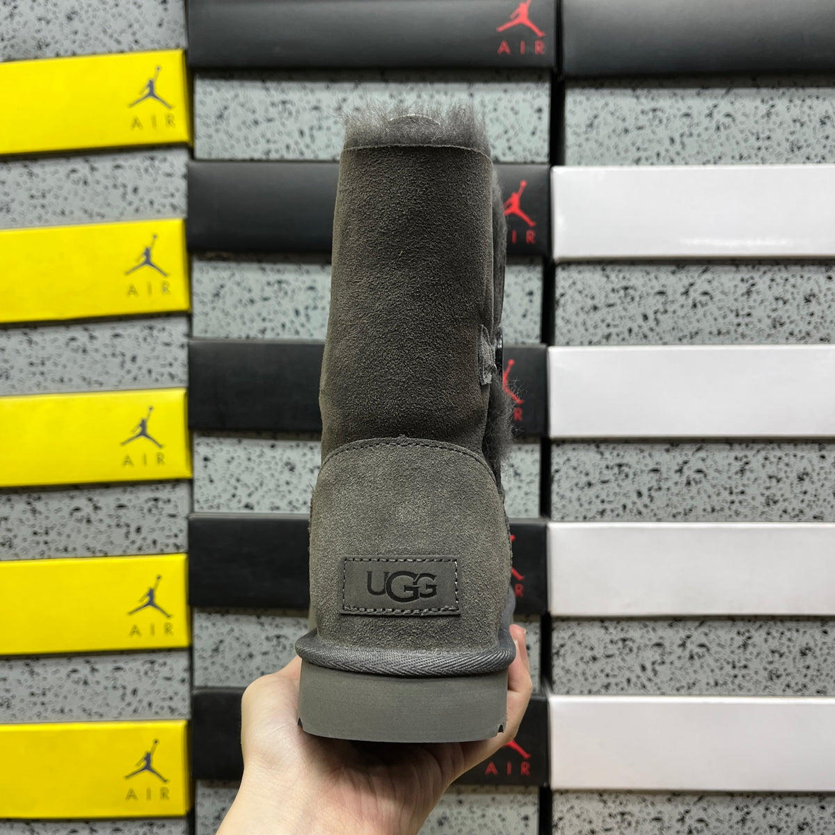 UGG Grey Button Mid-Calf Boots