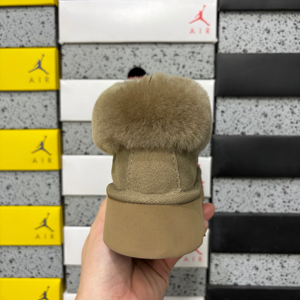 UGG Antelope Brown Plush-Collar Slip-On Shoes