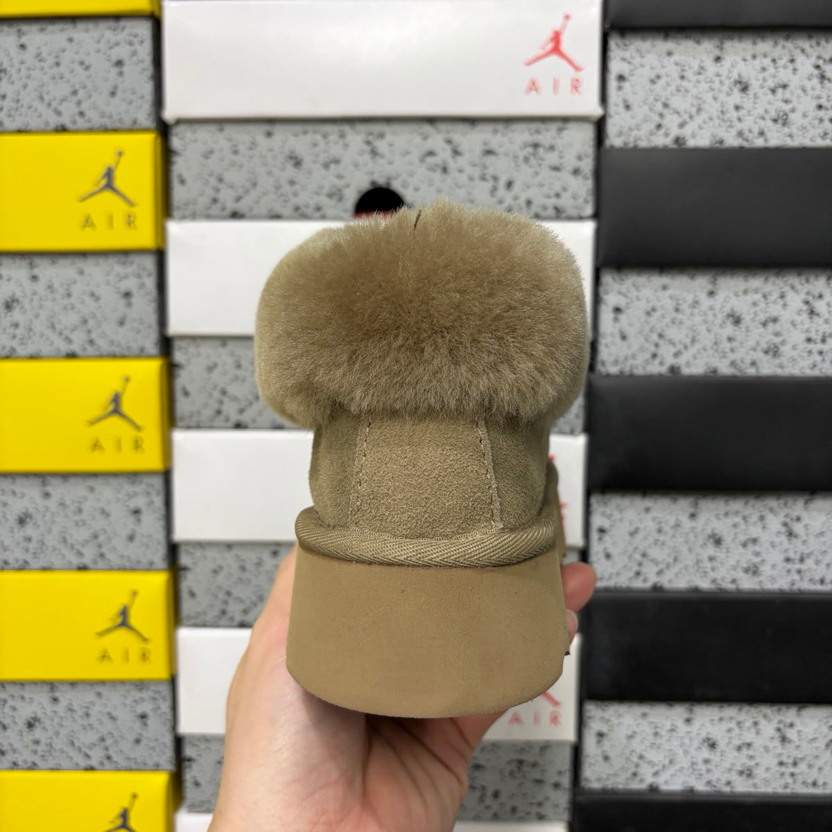 UGG Antelope Brown Plush-Collar Slip-On Shoes