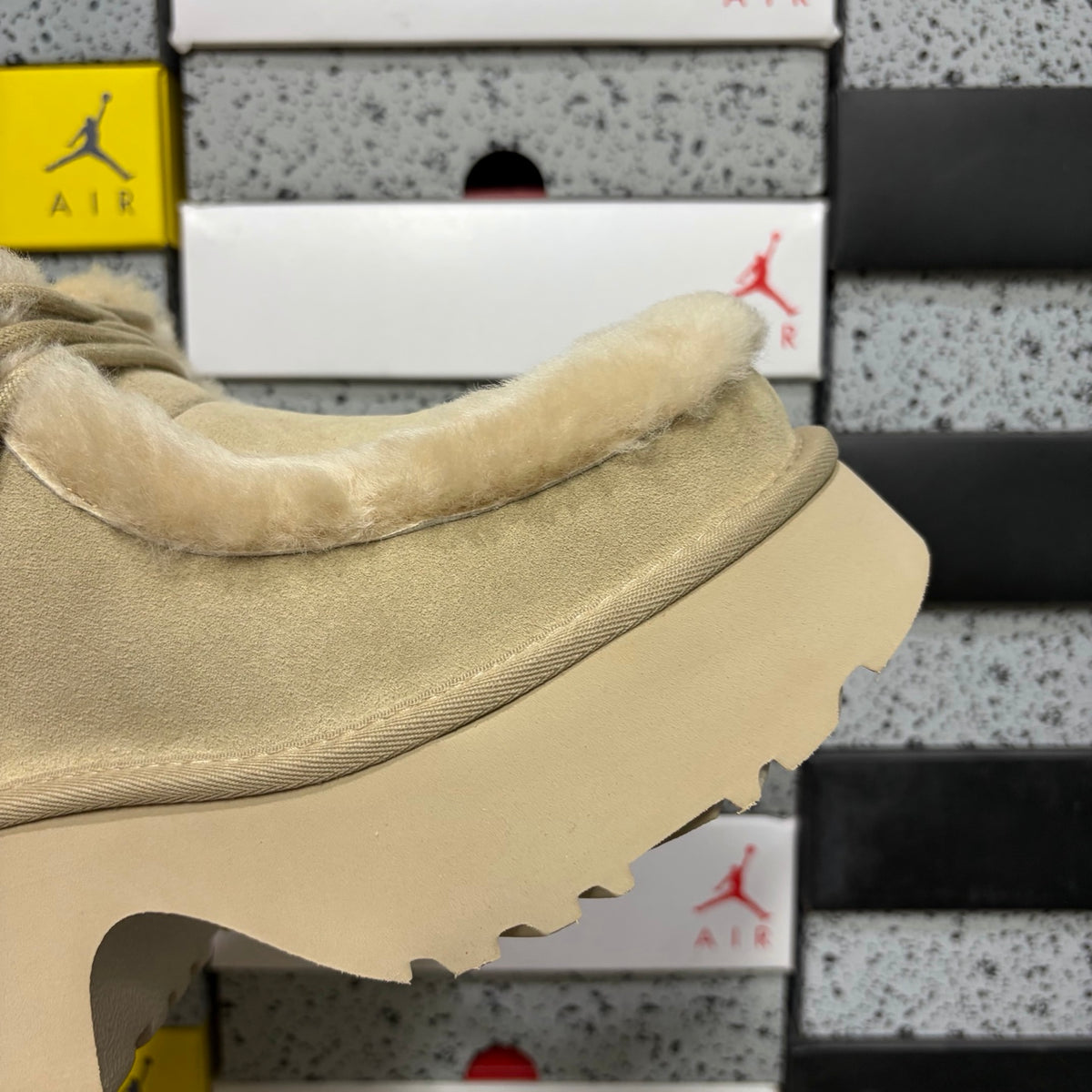 UGG Sand Plush-Trim Platform Ankle Boots