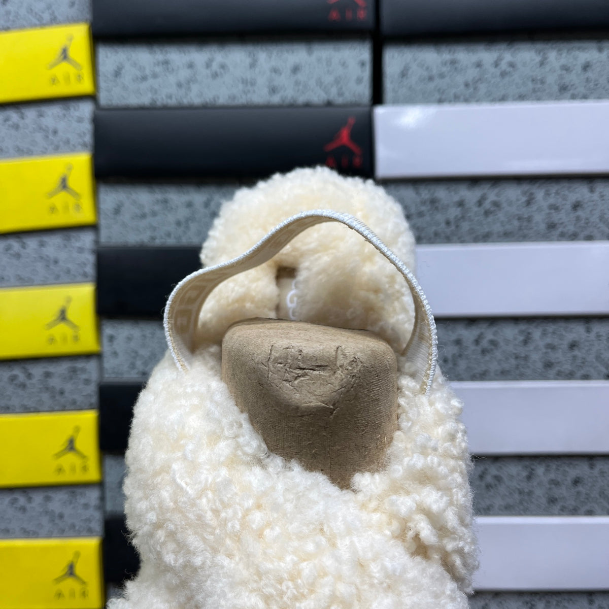 UGG Beige Cross-Strap Platform Slippers