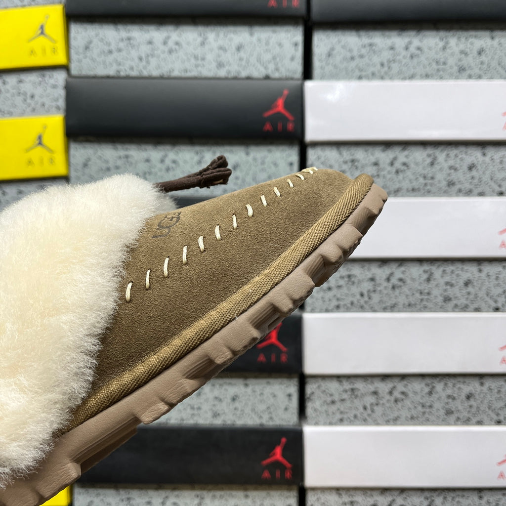 UGG Light Copper Plush-Collar Slippers
