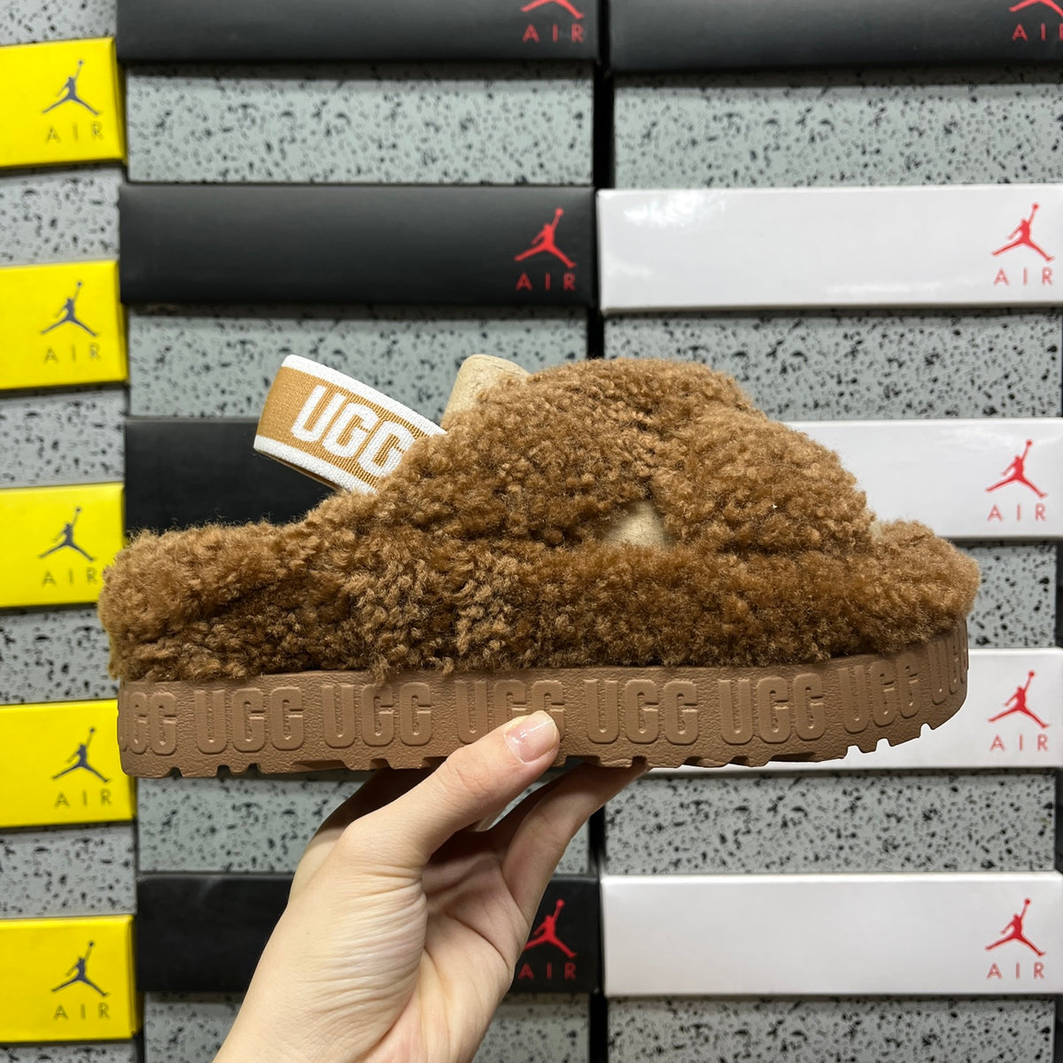 UGG Chestnut Cross-Strap Platform Slippers
