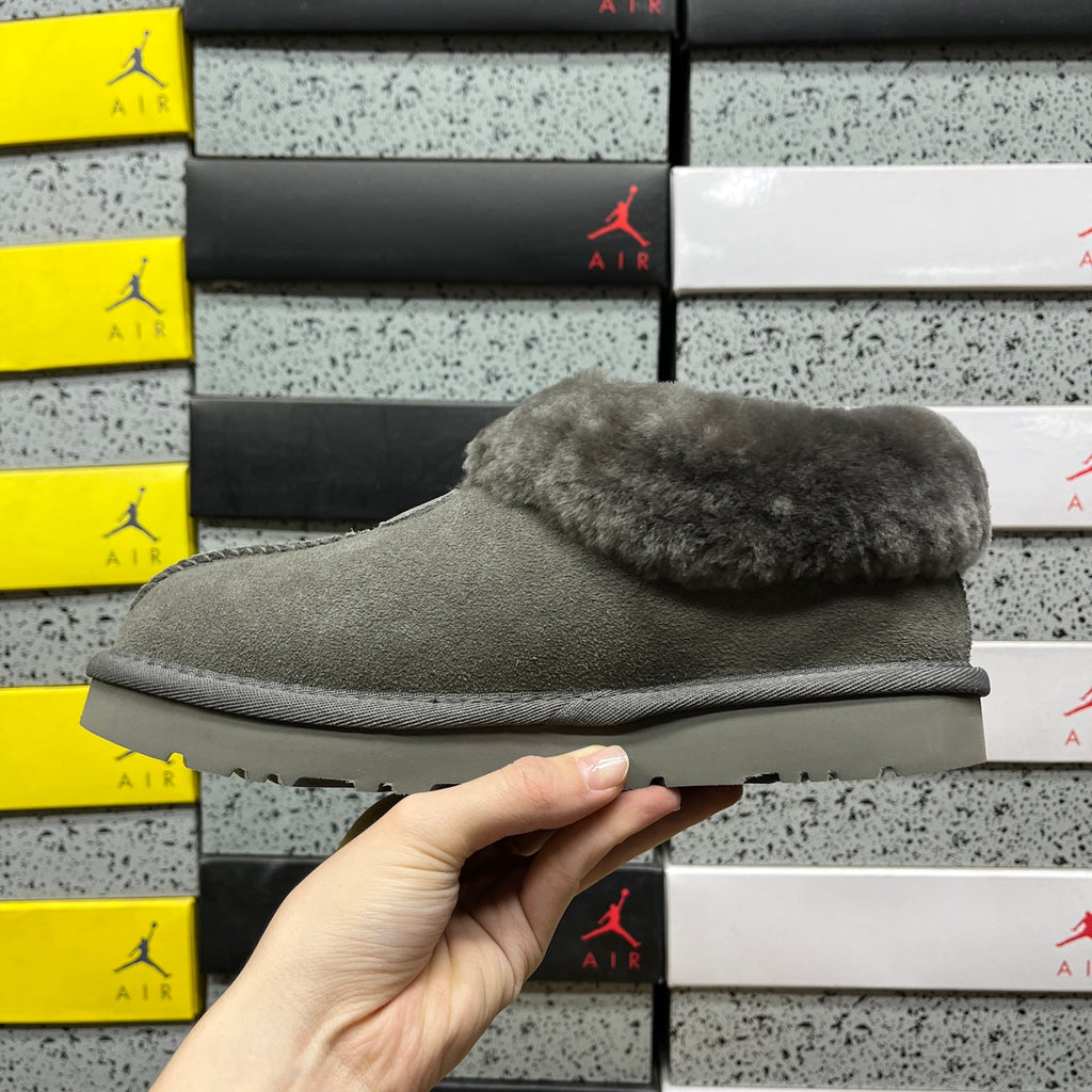 UGG Grey Plush-Collar Slip-On Shoes