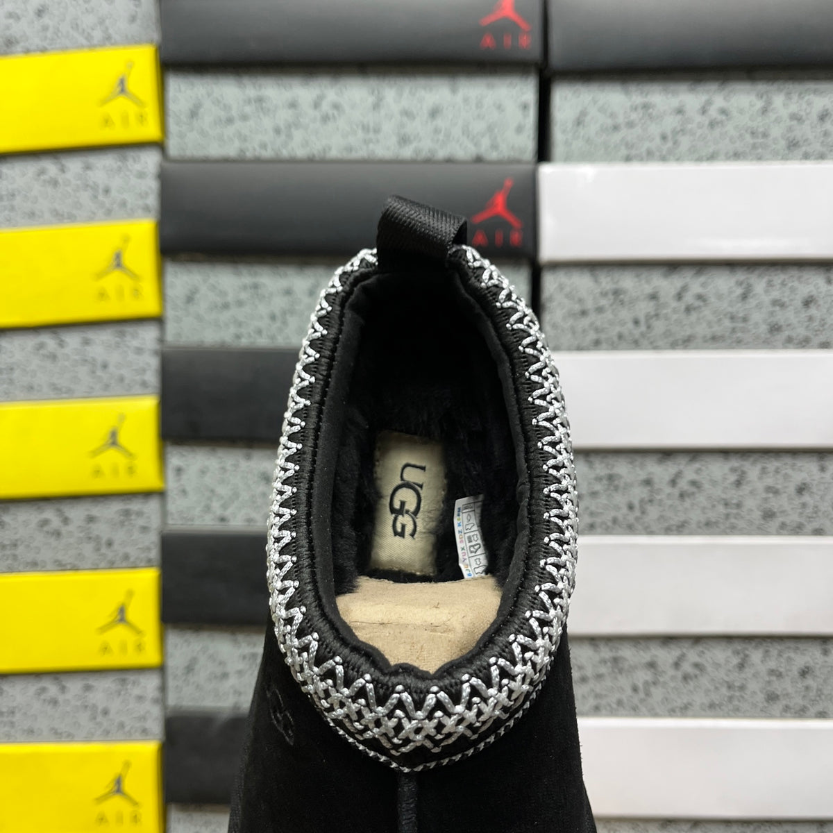 UGG Black Braided-Trim Platform Slip-On Shoes