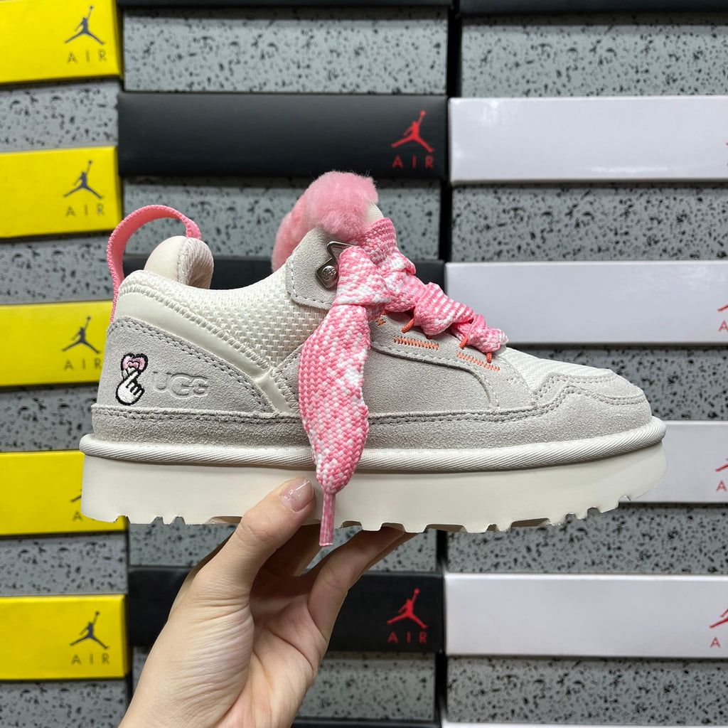UGG White & Pink Lace-Up Platform Shoes