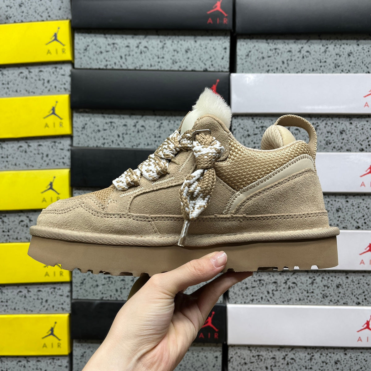 UGG Sand Lace-Up Platform Shoes