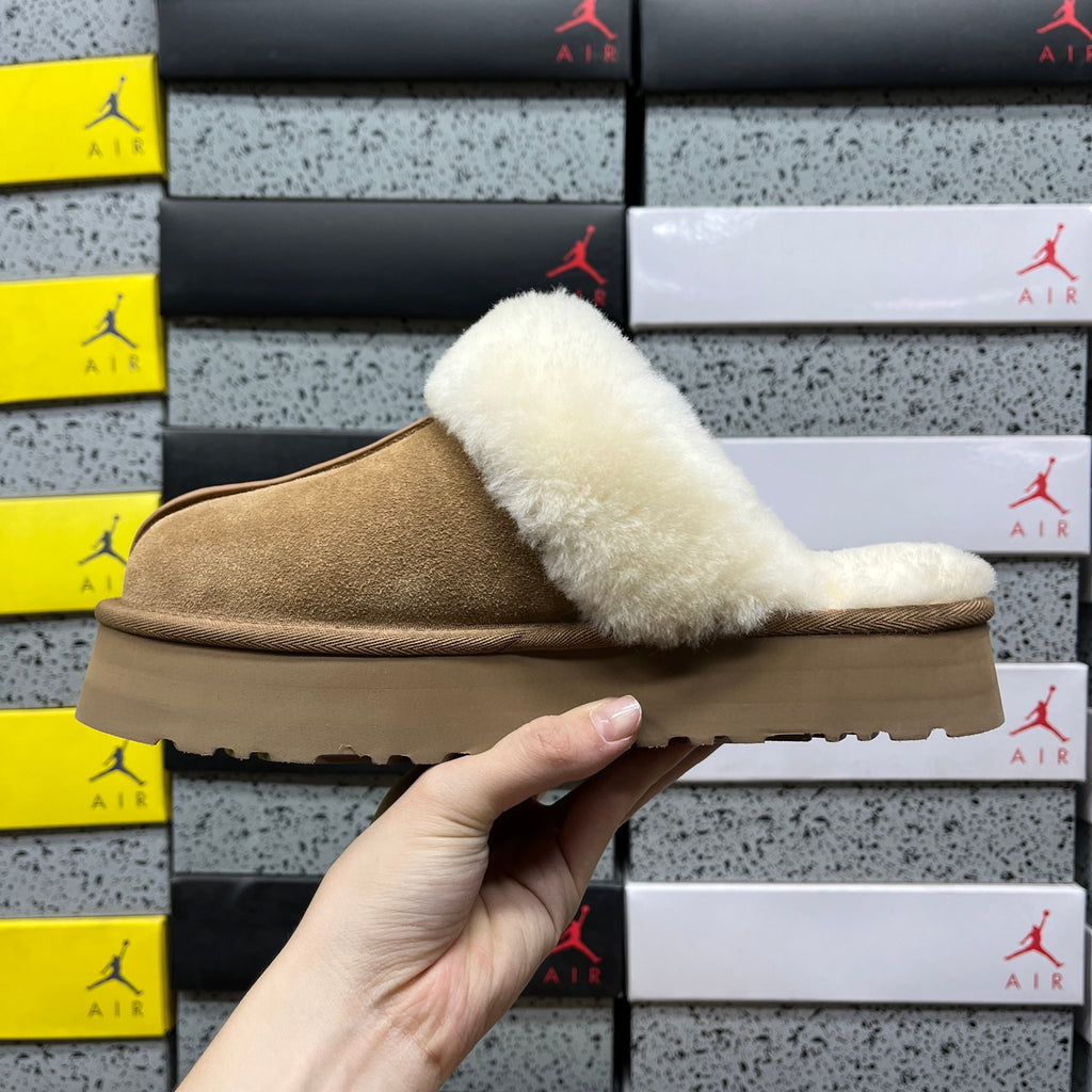 UGG Chestnut Plush-Collar Slip-On Shoes