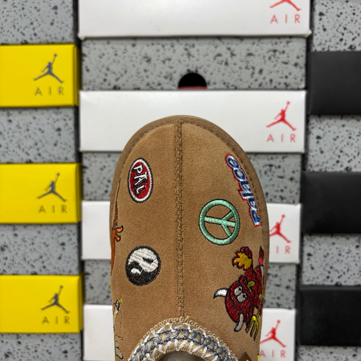 UGG Chestnut Cartoon-Embroidered Braided-Trim Slip-On Shoes