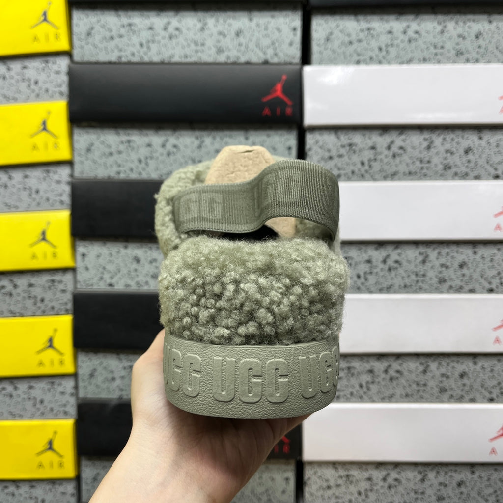 UGG Sage Green Cross-Strap Platform Slippers