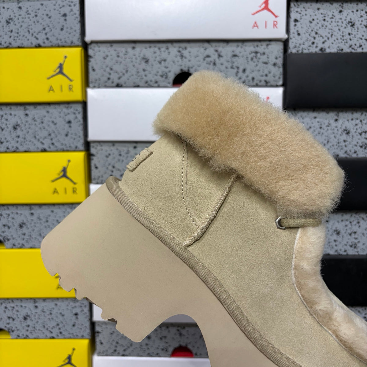 UGG Sand Plush-Trim Platform Ankle Boots