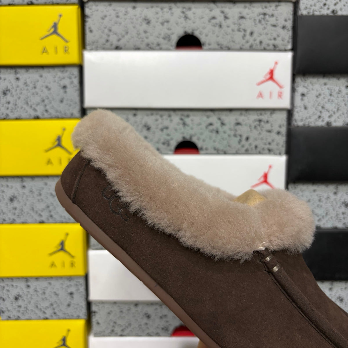 UGG Cocoa Brown Plush-Collar Mule Slippers