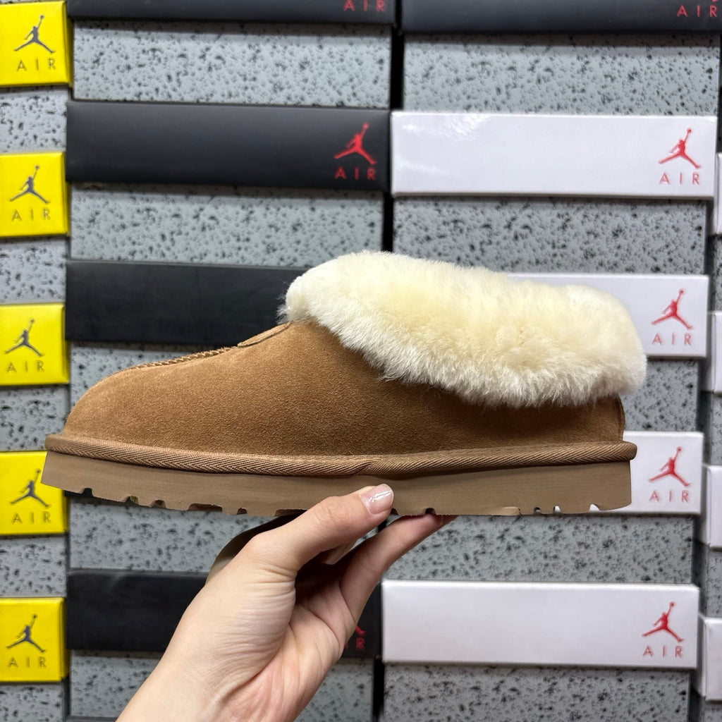 UGG Chestnut Plush-Collar Slip-On Shoes